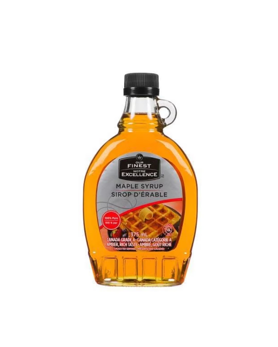 100% Pure Maple Syrup Grade A Amber, Rich Taste,375ml