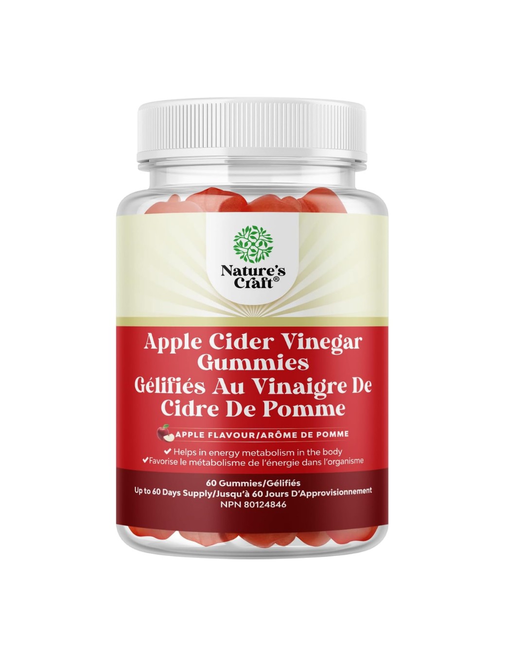 Apple Cider Vinegar Gummies with Mother,B12 & B6 Vitamin - 60 Ct