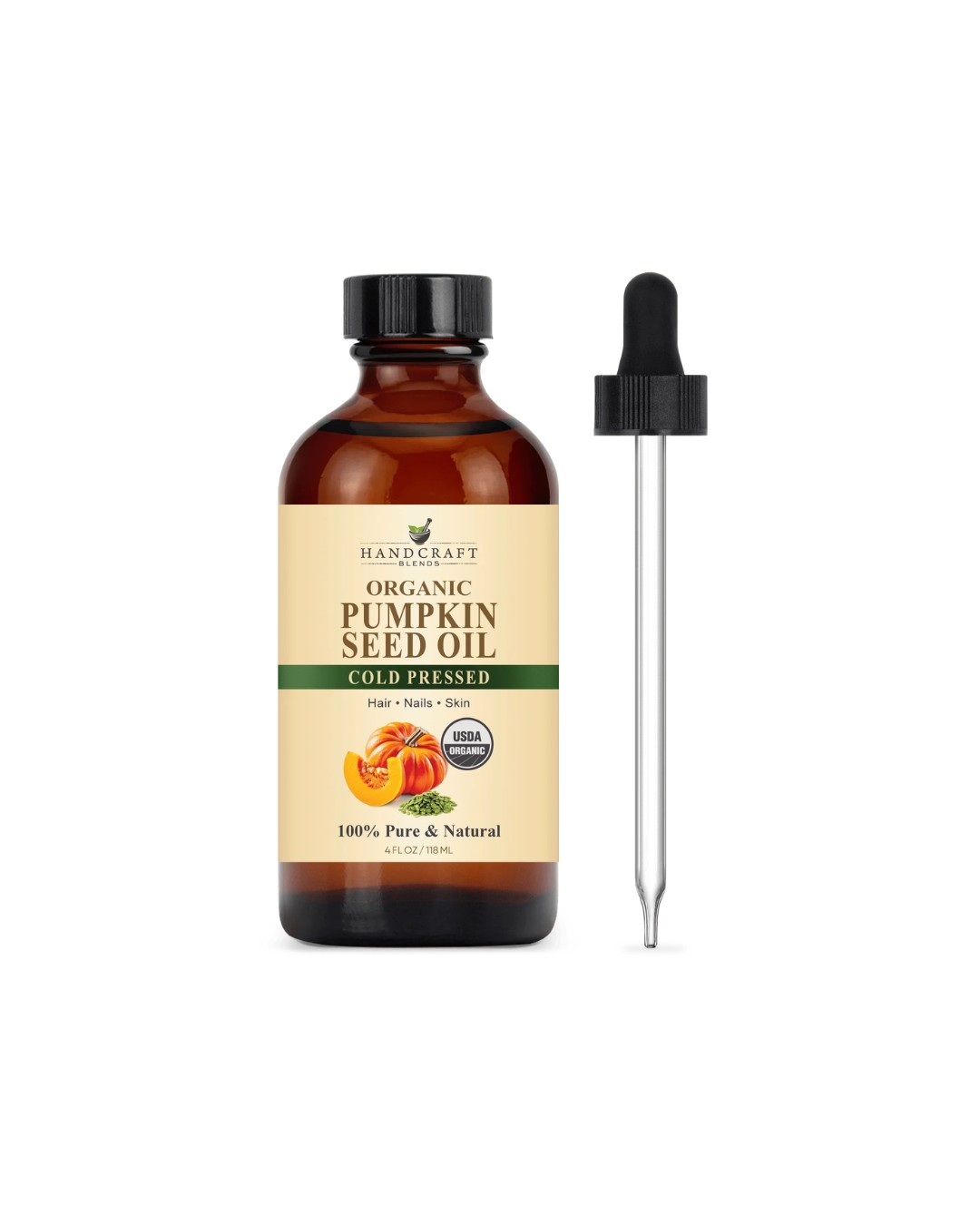  Handcraft Blends Cold-Pressed Organic Pumpkin Seed Oil in Glass Bottle - 118 ml -