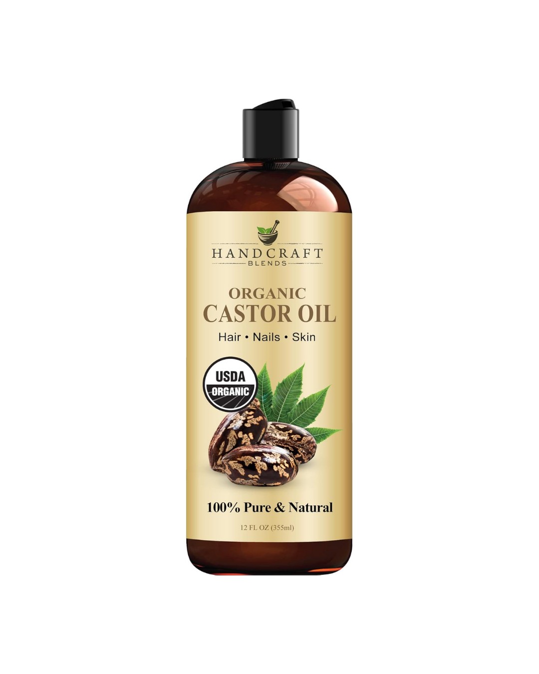 Handcraft Blends Organic Castor Oil,100% Pure and Natural,355 ml
