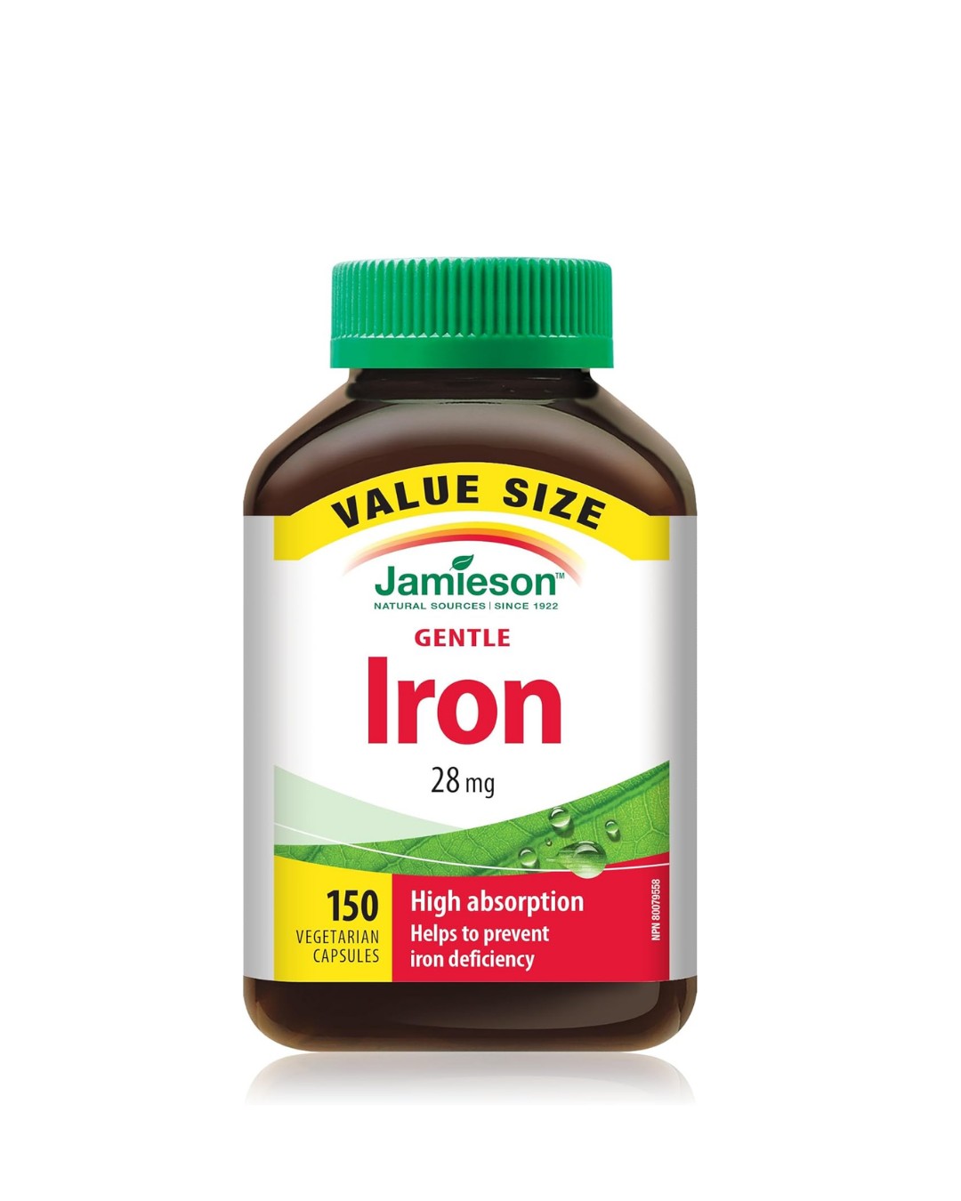 Jamieson Iron 28 mg, with Folic Acid, Vitamin B2, Vitamin B12, and Vitamin C, 150ct