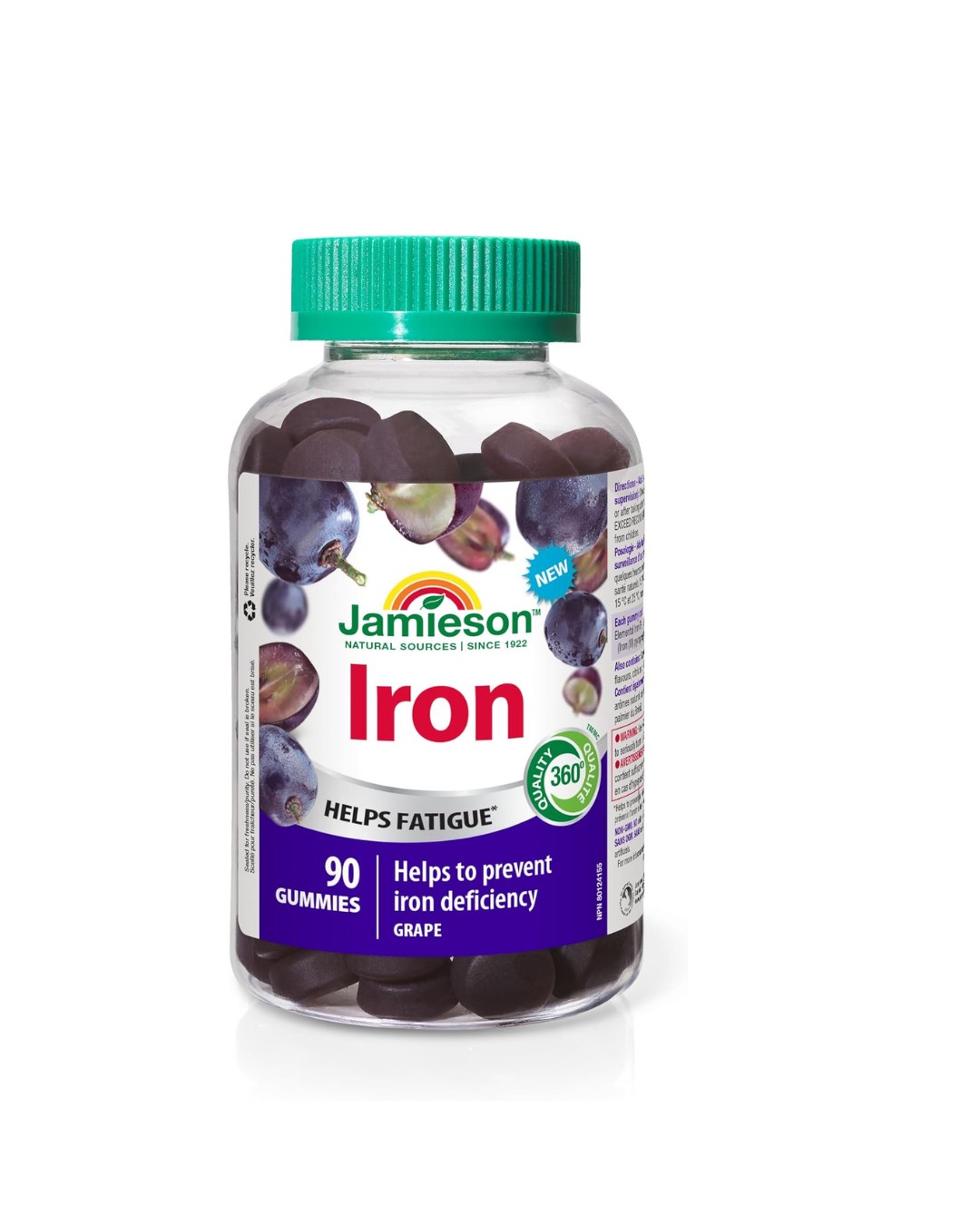 Jamieson Iron Gummies Grape Flavour, 90 Gummies