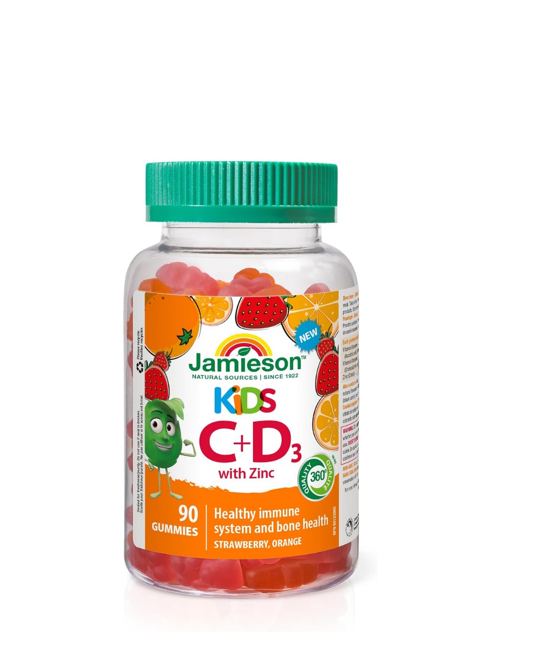 Jamieson Kids Immune Gummies with Vitamin C, Vitamin D & Zinc, 90 Gummies.