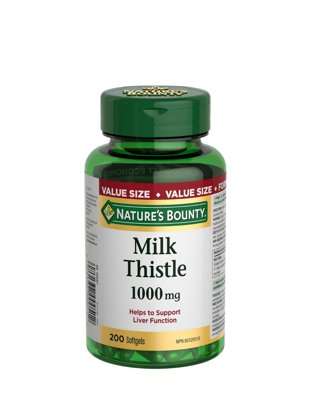 NATURE'S BOUNTY Milk Thistle, 1000 mg, 200 Softgels.