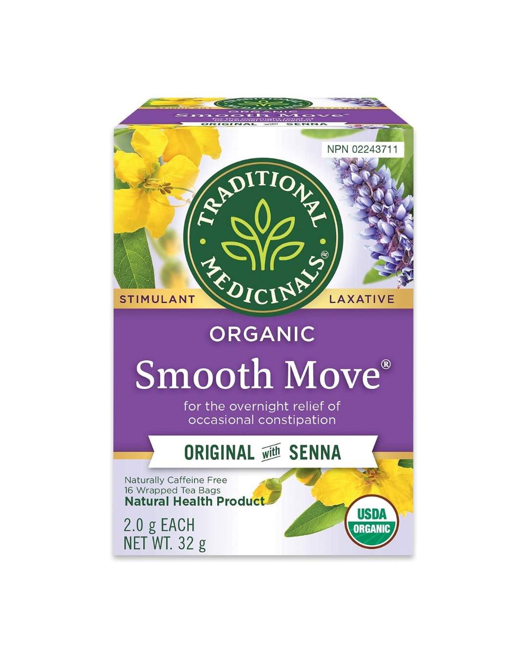 Organic Smooth Move Laxative Herbal Tea,16 Tea Bags