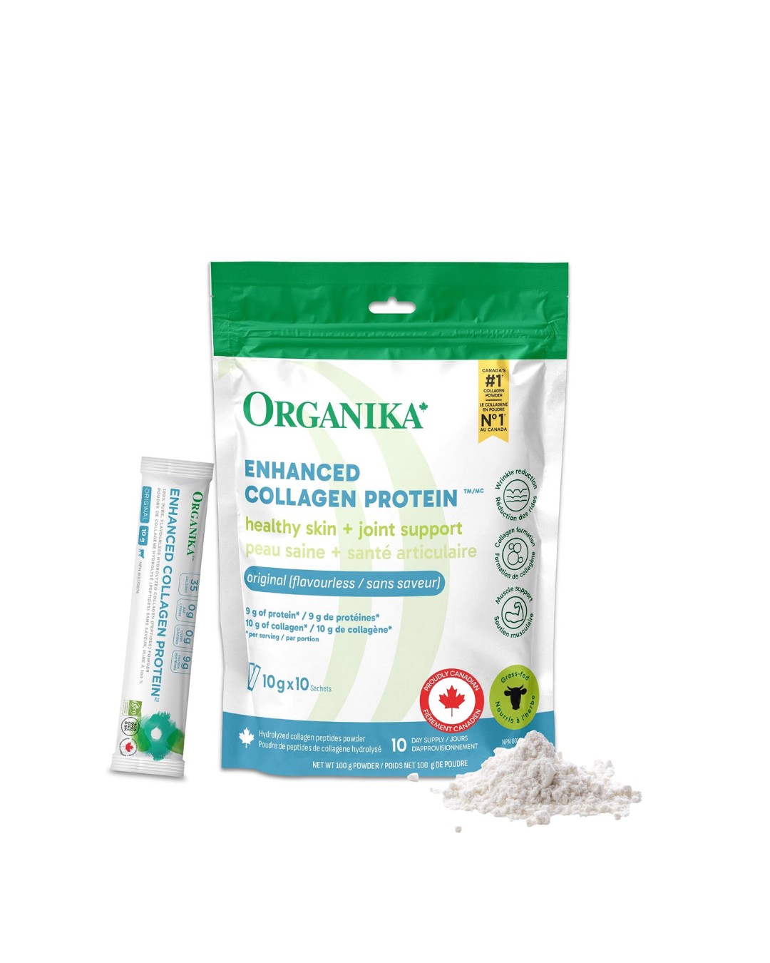 Organika Enhanced Collagen Powder (Type 1 & 3) Unflavoured– Single-serve 10 Sachets