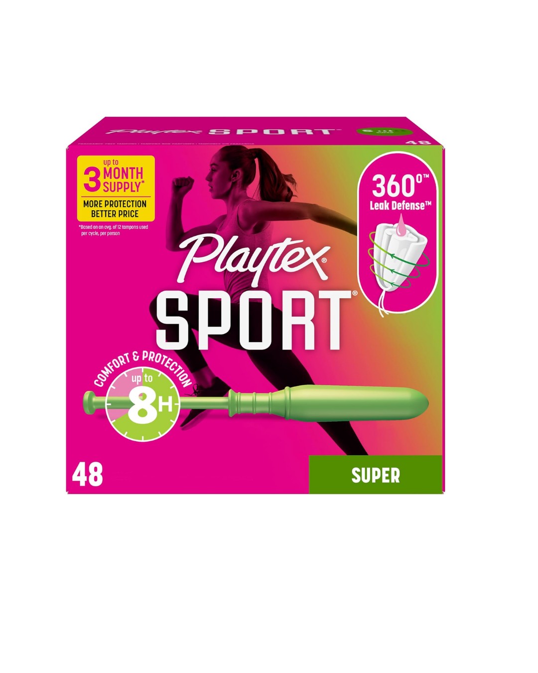 Playtex Sport Tampons, Super Absorbency, Pack of 48 Tampons