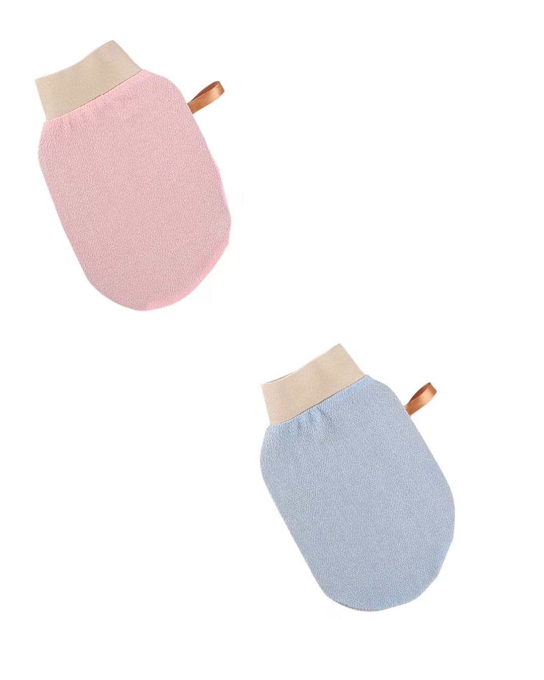 Scrub Exfoliating Bath Gloves-1count(blue/pink) 