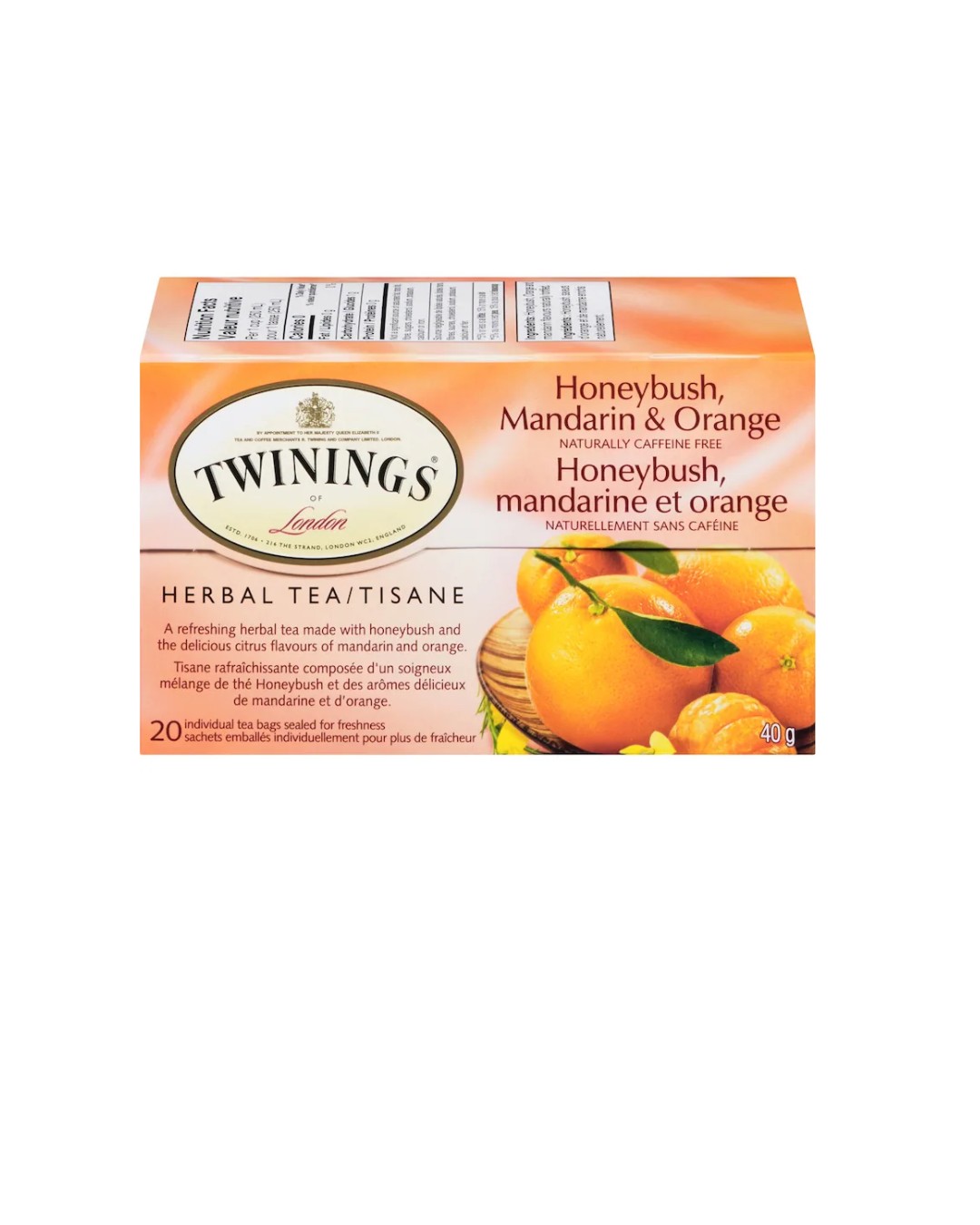 Twinings Honeybush, Mandarin & Orange Herbal Tea Bags, Sweet & Citrusy, Caffeine Free, 20 Count
