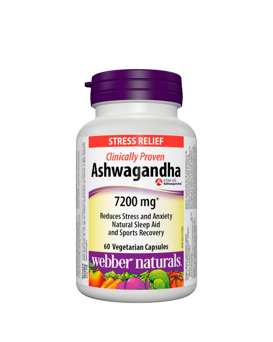Webber Naturals KSM Ashwagandha 7200 mg, 60 Capsules