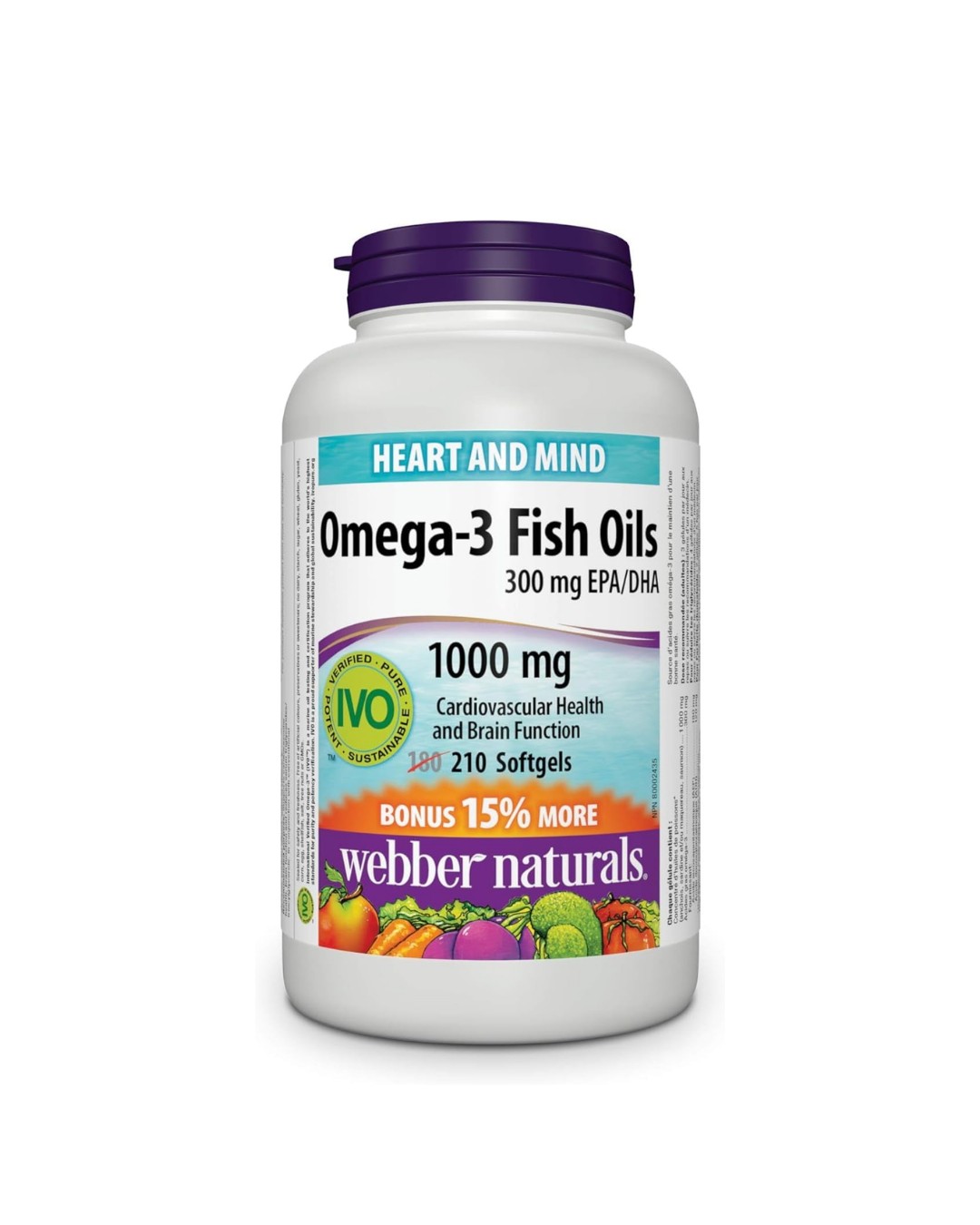 Webber Naturals Omega-3 Fish Oil 1,000 mg, 210 Softgels